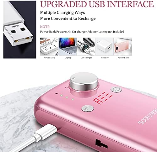 Cordless Nail Drill Machine, 35000RPM Electric Nail Files, Professional Nail Drills for Acrylic Nails, USB Rechargeable, Portable E File for Manicure Pedicure Polishing Gel Nails for Home Salon Use