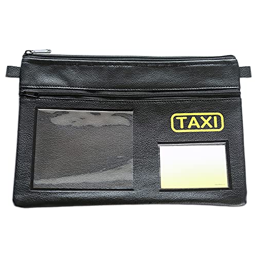 effektivo Bolsa de Taxi para Documentos y Documentos de vehículo con Varios Compartimentos y Logotipo de Taxi, Color Negro, Negro, 30 x 1 x 20 cm, Clásico