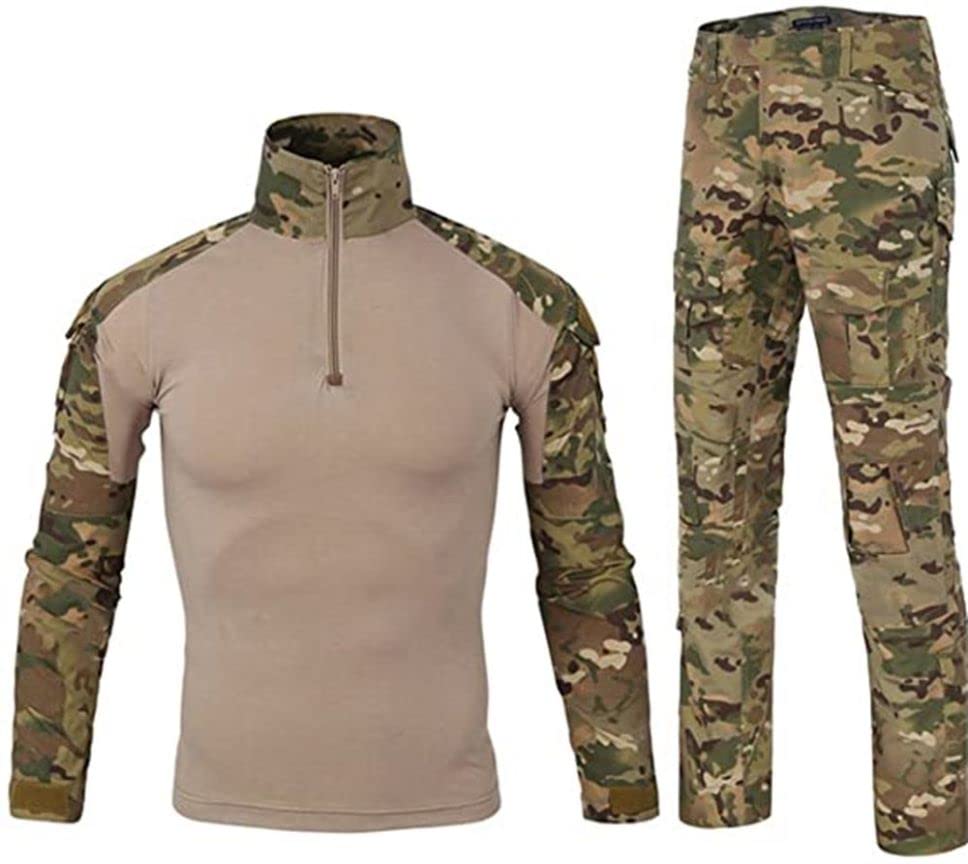 Czen Camisa de Combate Militar Hombre, Uniforme TáCtico, Camisas de Manga Larga Pantalones Trajes Camisa Airsoft Bdu Traje de Camuflaje de Paintball (Cp, XL)