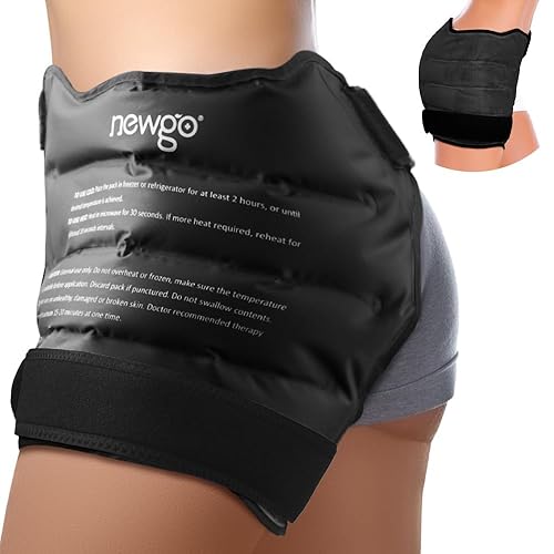 NEWGO Hip Ice Pack Wrap Reusable Hot Cold Therapy Gel Ice Pack for Hip Bursitis, Hip Replacement Surgery, Hip Flexor Pain, Swelling, Sports Injuries, Hip Pain (Black) - Black
