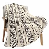 Boho Beige Throw Blanket Fleece Blanket for Couch, Vintage Tribe African Texture Soft Microfiber Fuzzy Cozy Lightweight Blankets for Home Bed Sofa All Season 40 x 50 Inch