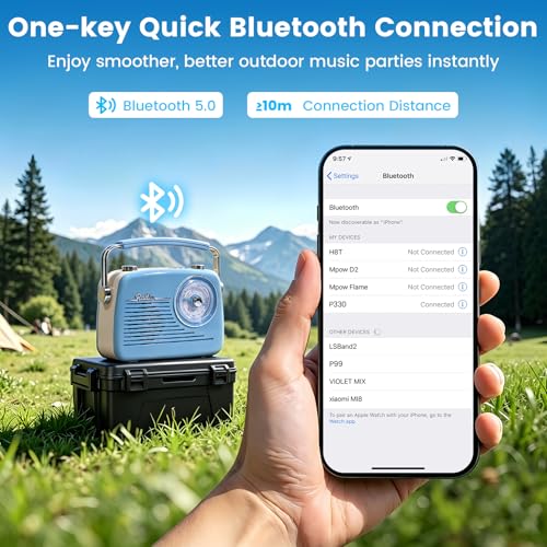 Radio portátil AM FM SW retro con Bluetooth y USB azul miniatura 4