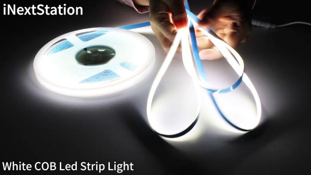 Image of iNextStation COB LED Strip Light Blue 32.8FT /10M, DC24V CRI 93+ Dimmable Flexible LED Tape Lights for Bedroom, Kitchen, TV Backlight, Cupboard, Wardrobe, Home Lighting Decor