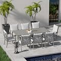 HAPPATIO 9-Piece Patio Dining Set - All Aluminum Table and Chairs for 8, Includes Rectangular Table and 8 Chairs with Cushions, Lawn, Garden