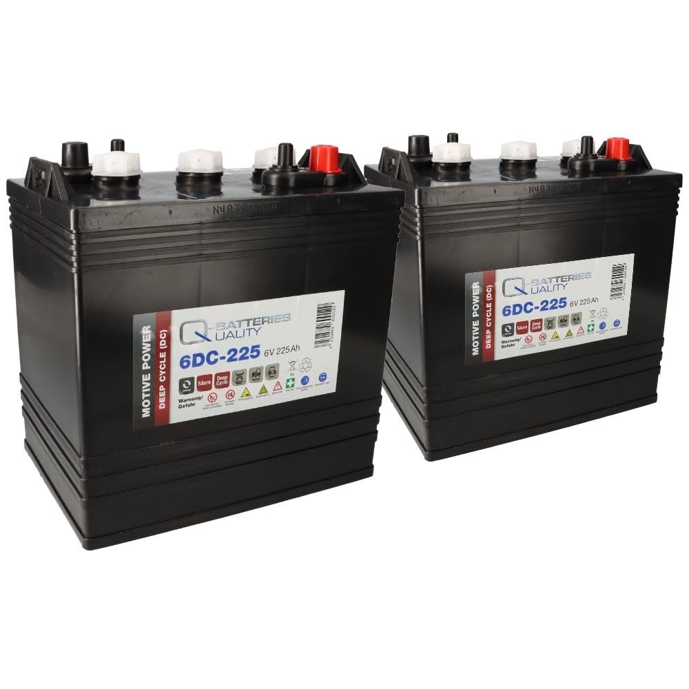 Akkuman.de Akkutechnik vom Fachmann Batteria di alta qualità 6 V 225 Ah Deep Cycle in set da 2 pezzi, alimentazione affidabile per piattaforme di lavoro, macchine per la pulizia e altro ancora