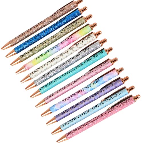 ゲルペン おもしろ ノック式ボールペン12本セット メモ取り文房具用品 ポータブル速乾ライティングツール ビジネスマン用