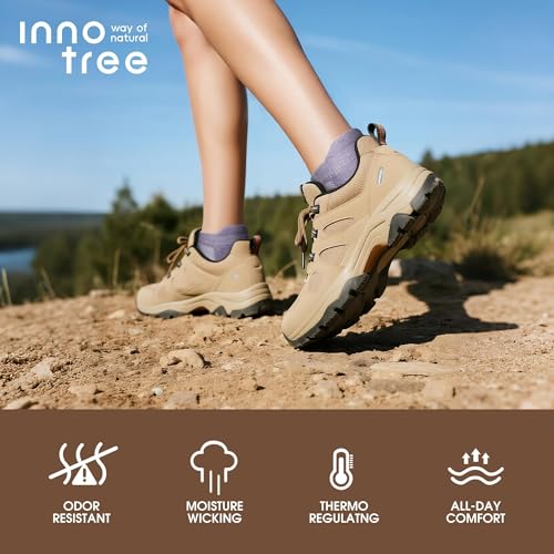 Image of innotree Merino Wool Hiking Socks for Women Quarter Ankle Crew Thermal Cushion Moisture Wicking Socks,5 Pairs