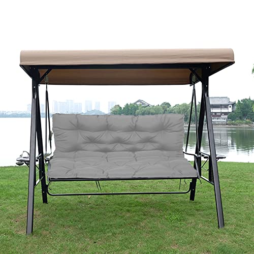 Cojines de banco resistentes al agua de 3 plazas para dosel, columpio, jardín grueso, hamaca, cojines de banco con correas, exterior, patio, muebles, cojines de asiento con respaldo gris 150 x 100 x