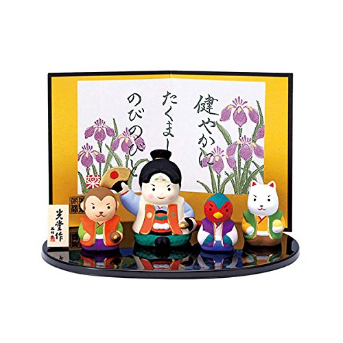 Amazon.co.jp: 五月人形 コンパクト 陶器 小さい おとぎ話 桃太郎/錦彩