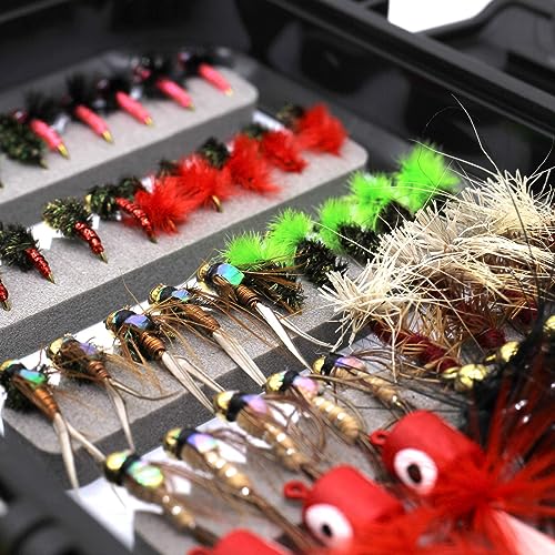 Fly Fishing Flies Kit Dry Wet Nyphms with Fly Box for Trout Bass Steelhead (100 Pcs Fishing Flies Kit) - Image 4