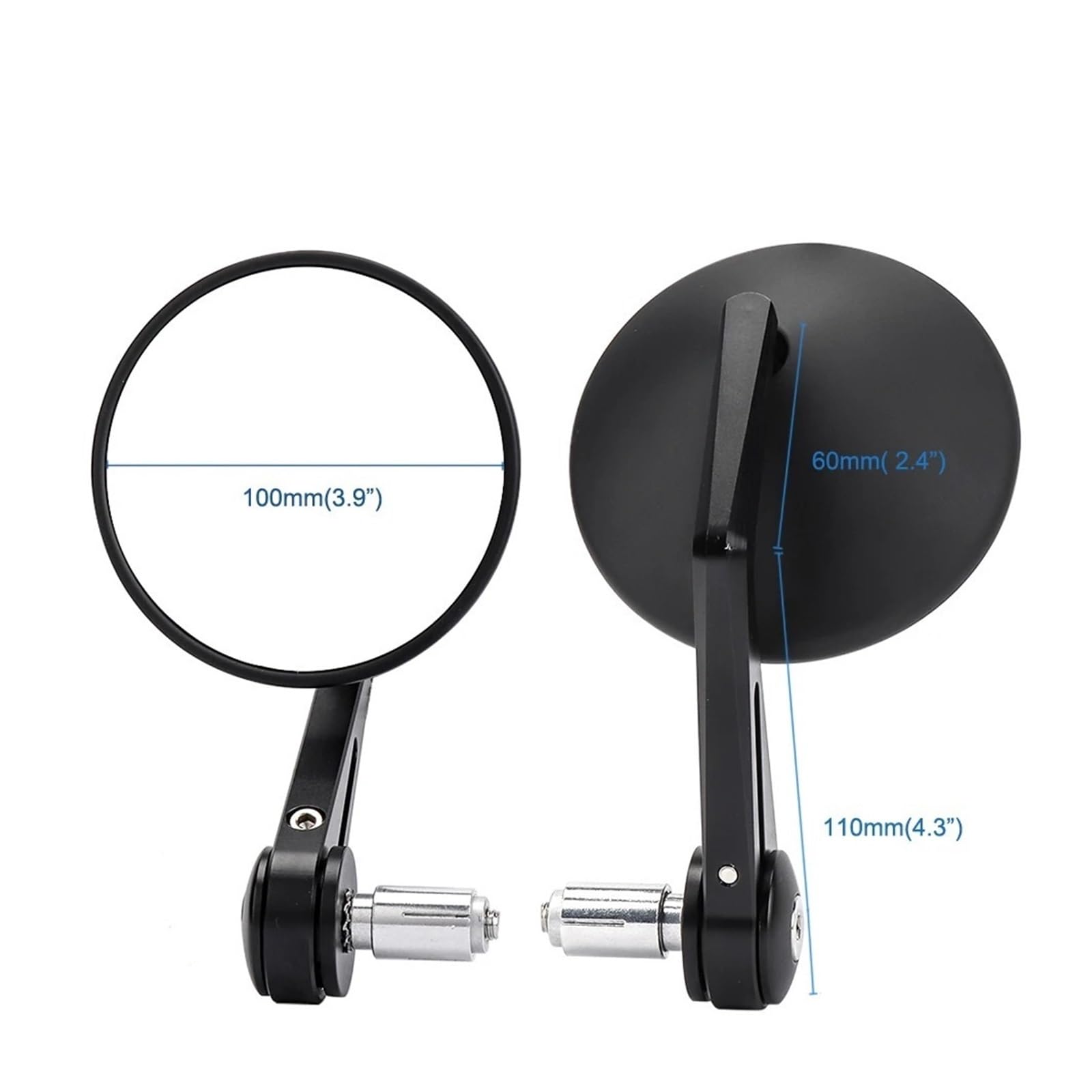 Moto Lusterko końcówkowe kierownicy Do Ninja 400 Z650 750 800 900 MT09 07 | Lusterko końcowe kierownicy motocykla Uniwersalne lusterka wsteczne 7/8 "22 mm(Round Bundle2)