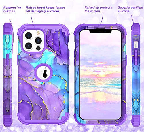 Image of Hocase for iPhone 13 Pro Max Case, Heavy Duty Shockproof Protection Soft Silicone Rubber Bumper+Hard Plastic Hybrid Protective Case for iPhone 13 Pro Max (6.7 inch) 2021 - When Purple Meets Blue