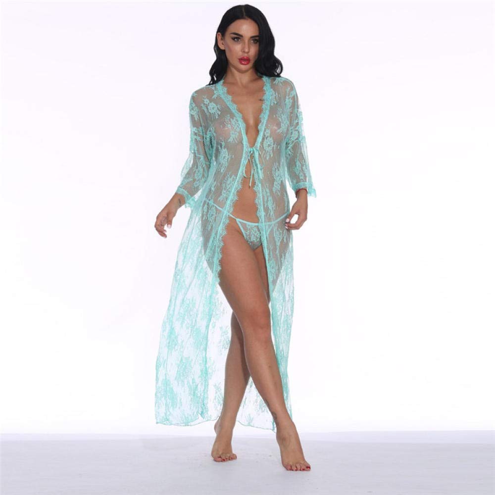 Lingerie Sexy da Donna e Body Intimo Sexy Intimo Sexy Lingerie per Donna Abito Lungo Sexy in Pizzo Abito Trasparente Kimono Trasparente (Rosso S) (Verde S)