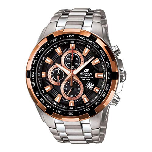 Image of Casio Edifice EF-539D-1A5VDF Analog Black Dial Men Watch Silver Metal Strap (ED368)