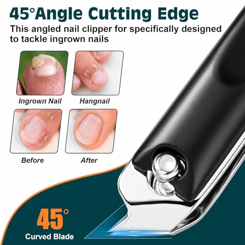 Image of Nail Clippers Set, Fingernail and Toenail Clipper Cutters Kit | Ultra Sharp All-IN-ONE Kit: 15% Thicker Premium Sturdy Podiatrist Toe Nail Care Tools. Perfect Grooming Gifts with Case