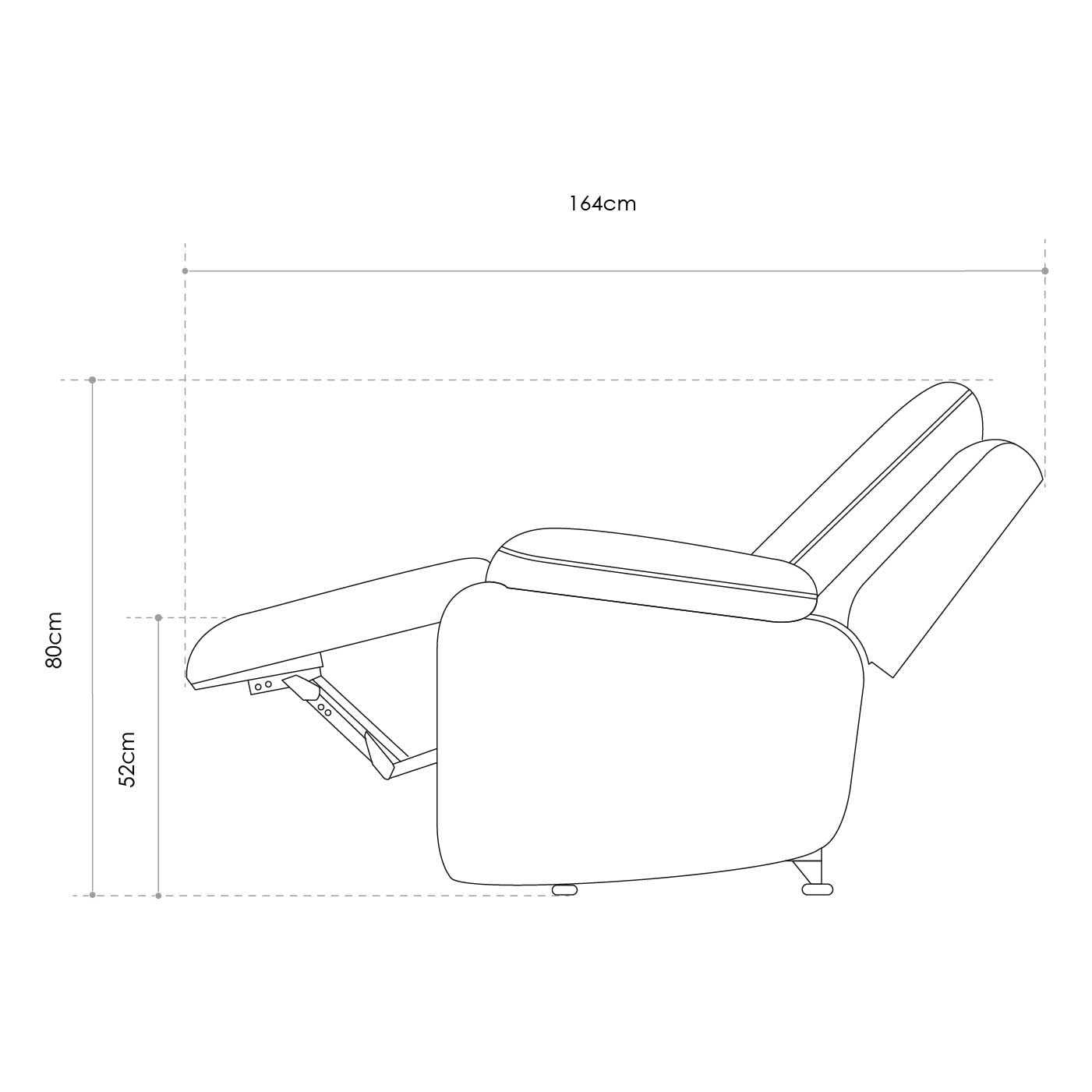 SWEET SOFA® Sillón Relax REIMON, sofá Individual, sillón reclinable de 3 Posiciones, Apertura por Palanca. (Gris)