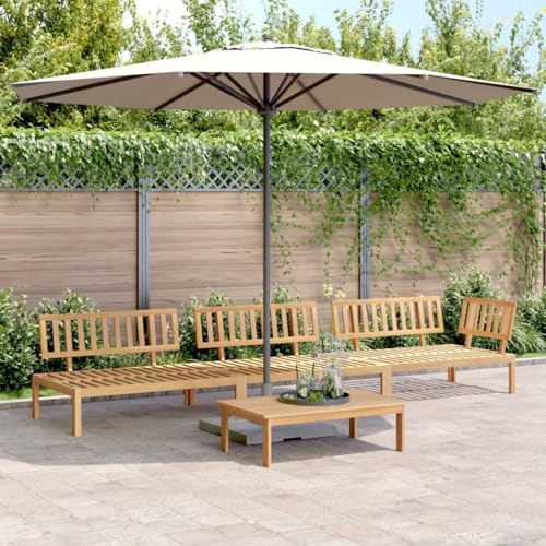 QZZCED Conjunto de Sofá de Palets de Madera con Mesa y 3 Sillones, Muebles de Exterior de Madera Maciza de Acacia con Acabado al Aceite, Diseño Modular para Jardín y Terraza,