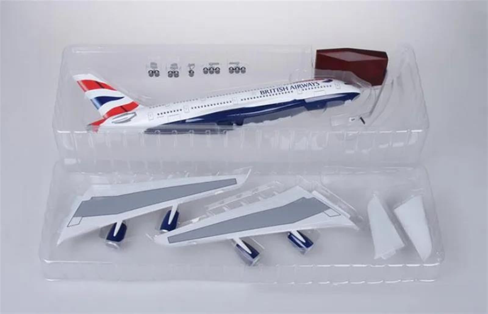 Modellini in scala Aerei Modello In Resina Pressofusa Per L'A380 British Airways Con Luci E Ruote, Display Statico Per Aereo In Scala 1 160, Regalo(No light)