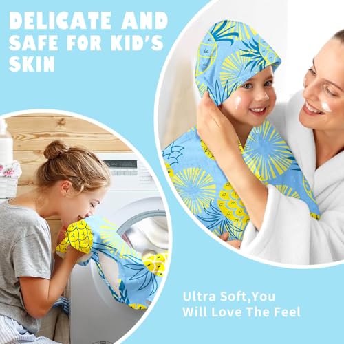 Image of Fruits Girls Beach Towel with Hoodie for Kids Toddlers Age 4-8, Pink Yellow Bath Towels Shower Wrap for Girls, Hooded Poncho Beach Blanket for Pool Swimming Cute Wearable Bath Towel for Child