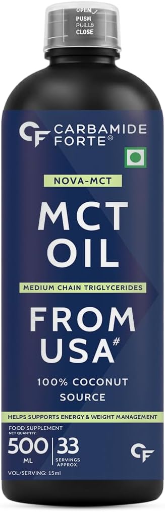 Carbamide Forte Pure MCT Oil C8 From USA | 100% Coconut Source | Keto & Paleo Friendly | Vegetarian Oil – 500ml