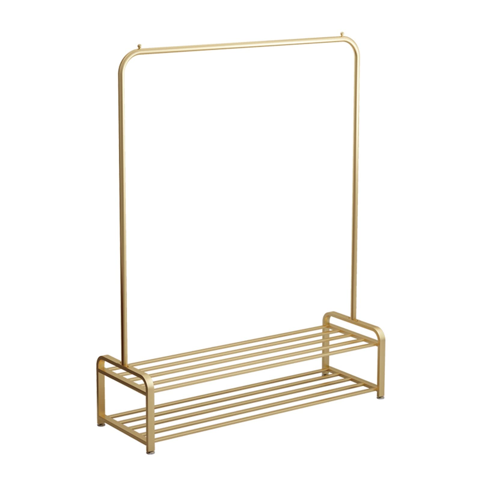 Wieszak na ubrania z 2 półkami, 160 cm wysokości, wieszak na ubrania w stylu industrialnym, antykorozyjny, ekspozycyjny(Złoto-120cm