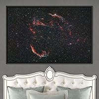 Framed Canvas Wall Art Galaxy Stars Aerial Astronomy & Space Dramatic Global Green Photography Realism Stars - 16x24 inches