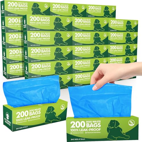 Image of Harloon 6000 Counts Dog Poop Waste Bags Bulk, 30 Rolls Pet Waste Bags, Extra Thick Strong Leak Proof, for Walking, Travel, Park, Puppy Cleanup,Universal Doggy Rolls Waste-Box(Bule,12 x 8 Inches)
