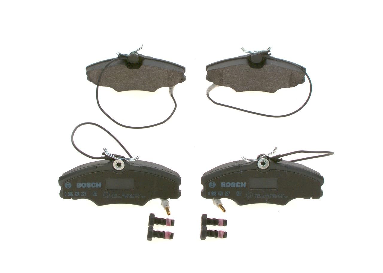 Bosch BP105 - Pastiglie Freni Auto, Delantero - Calidad Bosch - Reducción de Ruido y Polvo - Certificación ECE-R90 - Sin Cobre - 1 Juego de 4 Pastillas - Con Accesorios