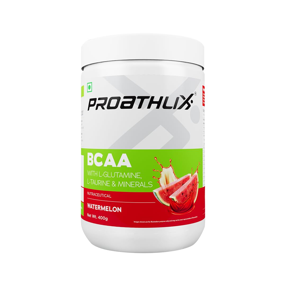 Proathlix BCAA Supplement | With Leucine, Isoleucine, Valine, Glutamine, Taurine | Supports Muscle Recovery, Endurance & Hydration | Intra & Post Workout | 30 Servings (13.33g) | Tropical Twist | 400g — Amazon image 9