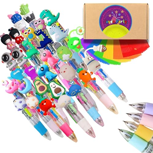Pack De 40 Bolígrafos Multicolor 4 En 1 Con Animales Retráctiles - Regalos Ideales Para Cumpleaños Infantiles, Fiestas Y Recompensas Escolares