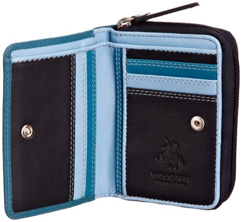 Visconti RB53 Multi Colored Navy/Prays/Sky Blue Small Bifold Soft Leather Ladies Wallet & Purse3