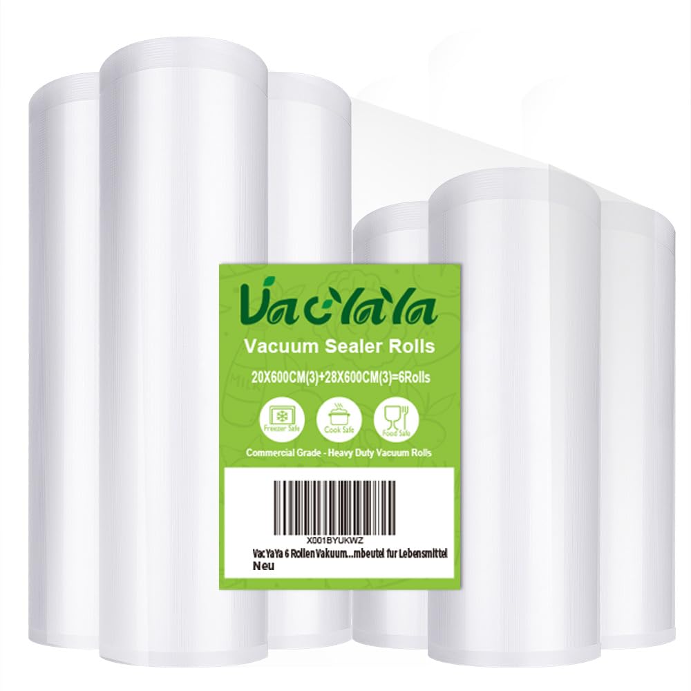 VacYaYa 6 Pack Mixed Vacuum Sealer Rolls 2 Sizes BPA Free Sous Vide