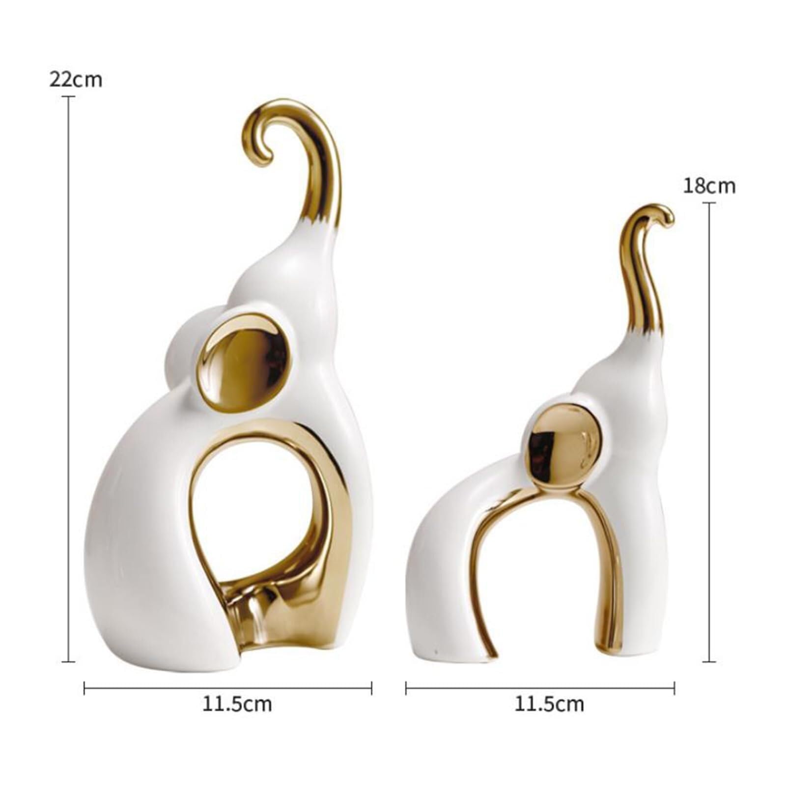 Regalos para Mujeres Elefante Deco Escultura Estatua De Cerámica Moderna Decoración para estanterías(Gold)