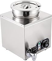 Vista 7 de Calentador de sopa eléctrico, calentador de alimentos comercial de 4.2 cuartos con grifo, olla de sopa de encimera de acero inoxidable 86-185 ℉