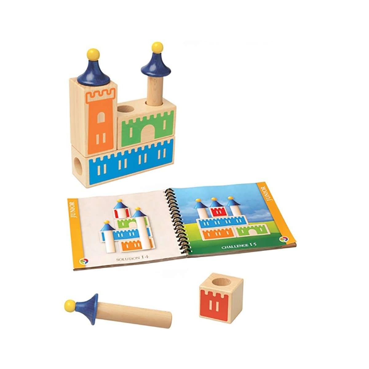SmartGames - Logic Castle – Wooden Thinking Game – Tower and Castle Builds – 48 Challenges of Different Levels – 1 Player – For Children aged 3 Years and Above