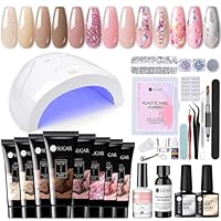 UR SUGAR Polygel Starter Set mit UV Lampe 48W, 8 Farben Gel Nägel Selber Starterset Polygel Set Komplett Nagelset Gelnägel Starterset Nagelverlängerungs Maniküre Gel Nagelstudio Set