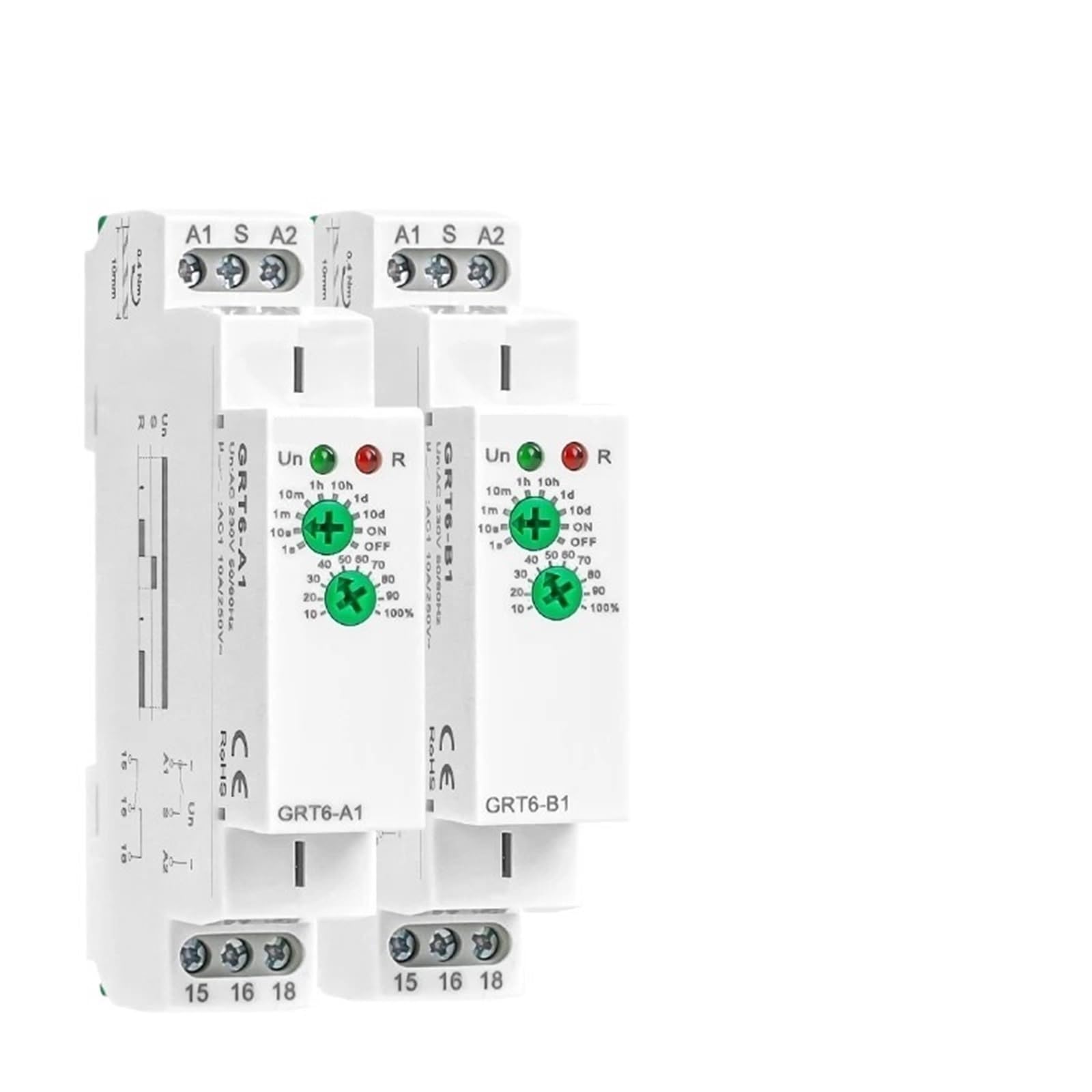 GRT6-AB Relè temporizzato con ritardo di accensione e spegnimento Tipo elettronico 10A AC230V o AC/DC24V-240V 24V 220V