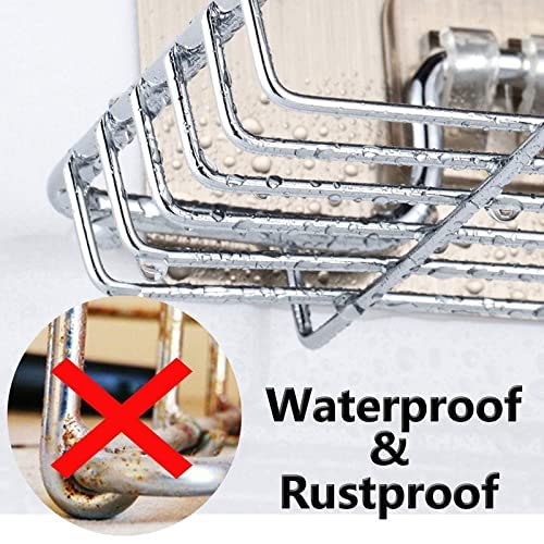 Image of Soap Dish Holder Self Adhesive Wall Mounted Soap Sponge Holder Stainless Steel Storage Saver Rack for Home Kitchen Bathroom Shower (2 Layer Shop Holder)