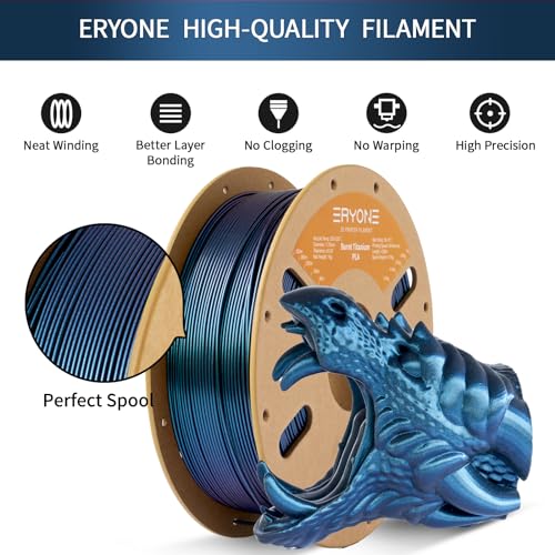 Image of ERYONE Burnt Titanium PLA Filament 3D Printer PLA Filament 1.75mm + /- 0.03mm, Glitter PLA Filament 2KG Cardboard Spool, Blue