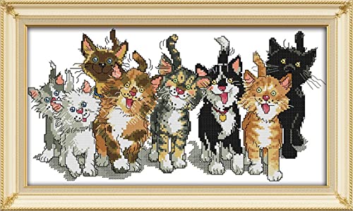 Point de croix imprimé 11CT kit broderie facile chaton sans compter les fils