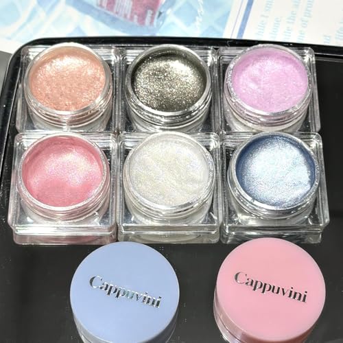 Cappuvini Broken Diamond Moist Highlighter Liquid | Multi-Use Shimmer for Cheeks Brow Bone | Water-Based Gel Texture | Glittery Shine Highlighter with Glass Skin Effect | Cute Color Silver Pink Blue Lavender | Contours and Highlighters Liquid Glow | Gen Z Kawaii Beauty Makeup with Moisturizing Formula (03# Moonlight is Like Silver, 4g)