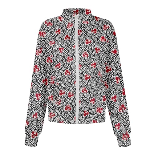 Scrub Jackets for Woman Zip Up Long Sleeve Tops Print Plus Size Womens Scrubs for Women Nursing Shirts with Pockets
