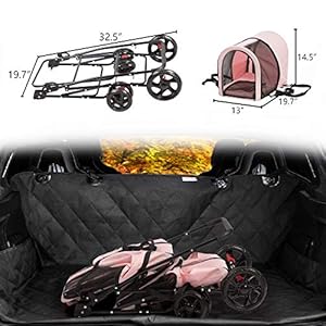   Double-Pet-Stroller-with-2-Detachable-Carrier-Bags-Foldable-Cat-Stroller-wLockable-Wheels-Safety-Belt-Portable-Double-Cat-Stroller-on-for-Small-Medium-Dogs-Cats-Pink