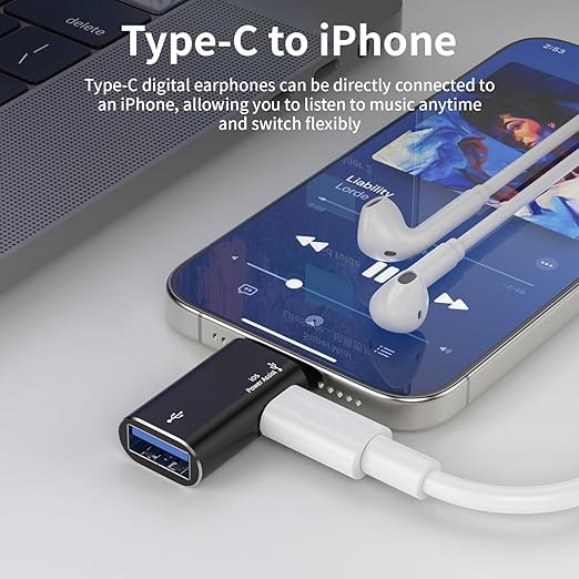 Image of Lightning to USB Female Adapter, Ap /ple MFi Certified iPhone USB 3.0 OTG Adapter with USB-C Aux Power Port for iPhone 14 /13 /12 /11 /iPad, Supports Hard Disk, Card Reader,