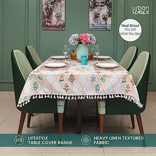 Image of Urban Space Sicilia Table Linen Collection - Premium Water & Stain Resistant Dining Table Cover for 6 Seater, Anti Skid Table Cloth for Center Table, 1 Piece (Floral Symphony, 52 inchx 92 inch)