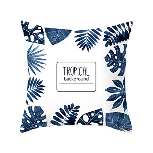 Fashion Colorful Plants Print Patterns Polyester Square Pillow Case Throw Waist Cushion Cover Bedroom Sofa Cafe Car Home Decor 45x45cm (N)