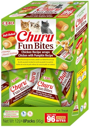 INABA Churu Fun Bites Hochwertige Proteine mit 56% Huhn, Ohne Getreide, Ohne Zucker Katzen Leckerlies, Ohne Tierische Nebenprodukte, Weiche Leckere Katzenleckerlis in kleinen Häppchen 96 g (1er Pack)