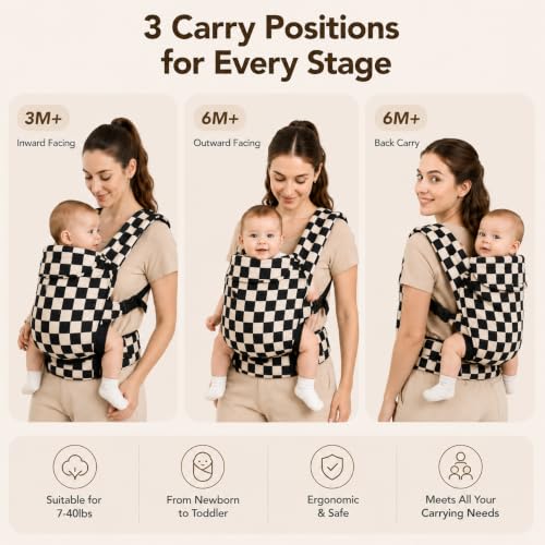 Image of Baby Carrier Newborn to Toddler,Cotton Infant Carrier,7-40lbs Baby Carrier