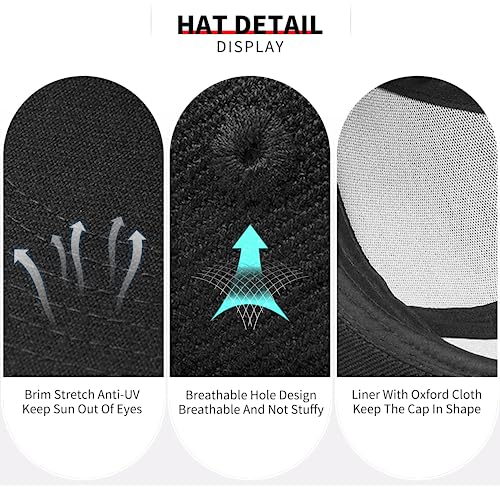 Image of Snapback Hats for Men Flat Bill Black Mens Baseball Cap Brim Snap Back Adjustable