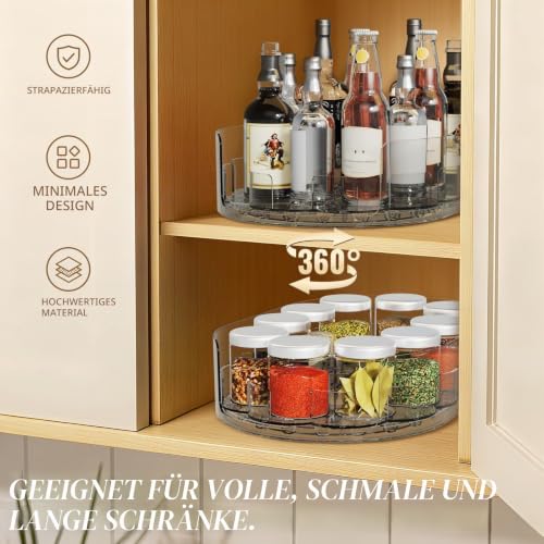 Holinwa Drehteller Kühlschrank Organizer Lazy Susan, 33 x 22 cm Klarer Rechteckiger Drehteller für Gewürze… – Ansicht 7